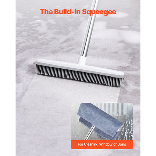 Pet Hair Removal Broom 58.46 In Adjustable Long Handle Pet Hair Rubber Broom