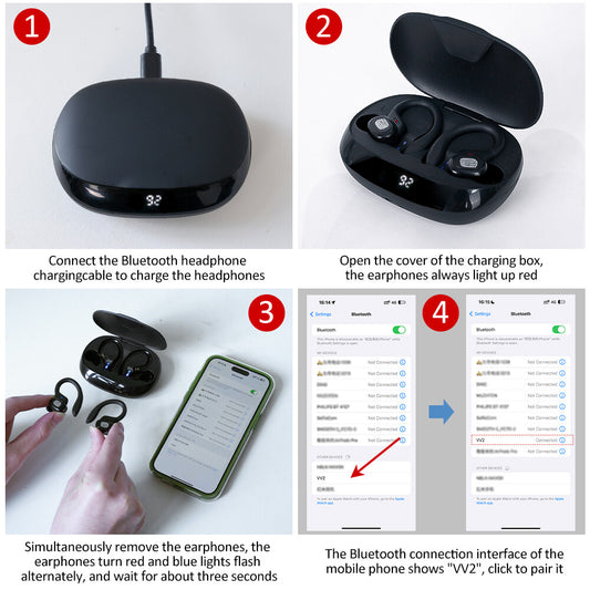 Sports Wireless Bluetooth Earphones Headphones Ear Hook Running Bass Earbuds